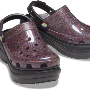 Pride 2021 Crocs| Women's Black Classic Bae Pride Translucent Glitter Clog